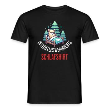 Offizielles Weihnachts Schlafshirt Alpaka - Männer T-Shirt - Schwarz - Vorne - AI Model Male 178 light (178cm)