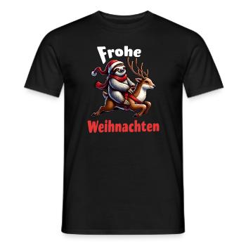 Faultier reitet Rentier Frohe Weihnachten - Männer T-Shirt - Schwarz - Vorne - AI Model Male 178 light (178cm)