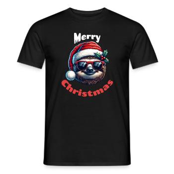 Christmas Sloth Merry Christmas - Men's T-Shirt - black - Front - AI Model Male 178 light (178cm)