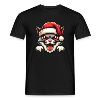 Ugly Christmas Christmas Cat Christmas - Men's T-Shirt - black - Front - AI Model Male 178 light (178cm)