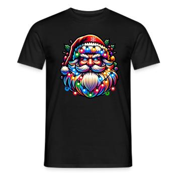 Weihnachtsmann Lichterkette - Männer T-Shirt - Schwarz - Vorne - AI Model Male 178 light (178cm)