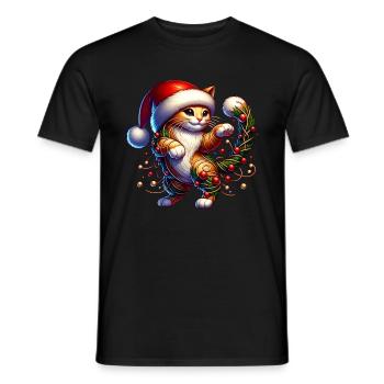Katze Tanzt Weihnachten - Männer T-Shirt - Schwarz - Vorne - AI Model Male 178 light (178cm)