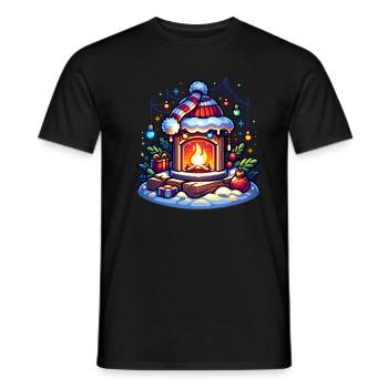 Christmas Fireplace Ugly Christmas - Men's T-Shirt - black - Front - AI Model Male 178 light (178cm)