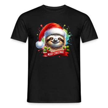 Merry Christmas lustiges Faultier Nikolaus - Männer T-Shirt - Schwarz - Vorne - AI Model Male 178 light (178cm)