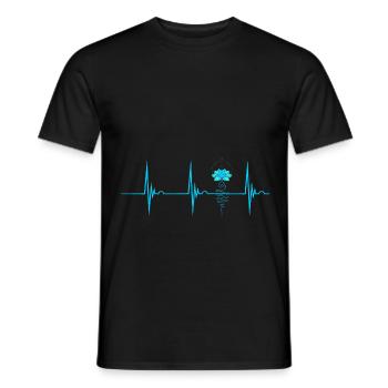 Unalome Baum Lotusblüte Herzschlag EKG Puls Medita - Männer T-Shirt - Schwarz - Vorne - AI Model Male 178 light (178cm)