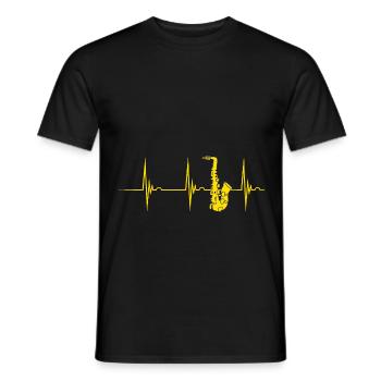 Saxophon Saxophonist Herzschlag EKG Puls Blasmusik - Männer T-Shirt - Schwarz - Vorne - AI Model Male 178 light (178cm)