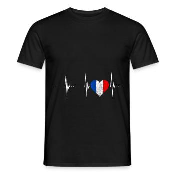 Frankreich Herz Franzose Herzschlag EKG Puls Franc - Männer T-Shirt - Schwarz - Vorne - AI Model Male 178 light (178cm)