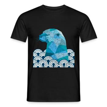 Otter Geschenk Geometrie minimalistische Design - Männer T-Shirt - Schwarz - Vorne - AI Model Male 178 light (178cm)