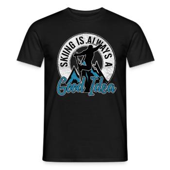 Ski fahren - Männer T-Shirt - Schwarz - Vorne - AI Model Male 178 light (178cm)