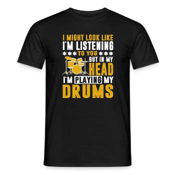 Batteur batterie batteur batterie vintage - T-shirt homme - noir - Devant - AI Model Male 178 light (178cm)
