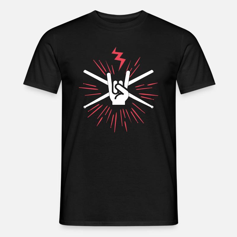 Drum Schlagzeug Drumsticks - Männer T-Shirt - Schwarz