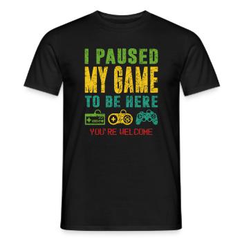 J'ai suspendu mon jeu pour être ici - T-shirt homme - noir - Devant - AI Model Male 178 light (178cm)