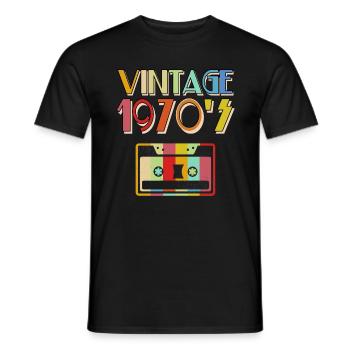 Retro 70s Vintage Classic Cassette - Men's T-Shirt - black - Front - AI Model Male 178 light (178cm)