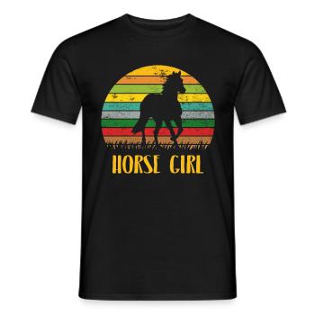 Horse Girl Pferde Reiten Reiterin Retro Vintage - Männer T-Shirt - Schwarz - Vorne - AI Model Male 178 light (178cm)