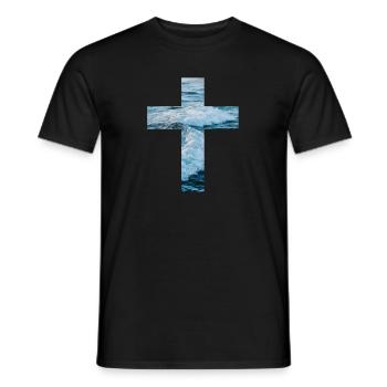 Lebendiges Wasser Christliches Kreuz - Männer T-Shirt - Schwarz - Vorne - AI Model Male 178 light (178cm)