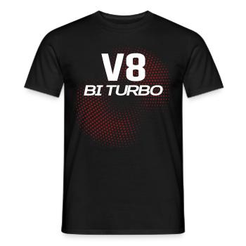 V8 cylindre moteur avec Turbo V8 cylindres conducteurs - T-shirt homme - noir - Devant - AI Model Male 178 light (178cm)