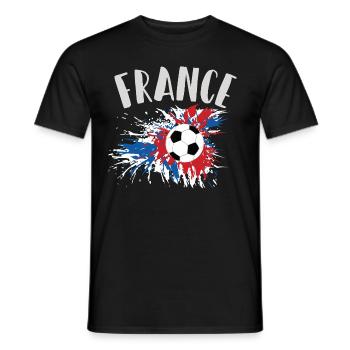 Drapeau français grunge avec ballon de football - T-shirt homme - noir - Devant - AI Model Male 178 light (178cm)