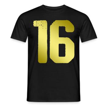 16 Maillot numéro - T-shirt homme - noir - Devant - AI Model Male 178 light (178cm)