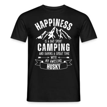 Camping und Husky - Männer T-Shirt - Schwarz - Vorne - AI Model Male 178 light (178cm)