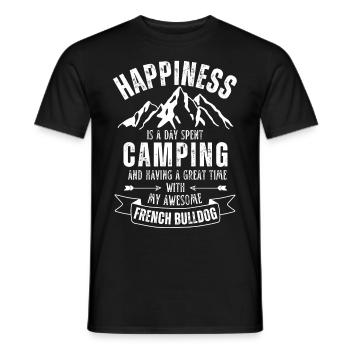 Camping et Français Bulldog - T-shirt homme - noir - Devant - AI Model Male 178 light (178cm)