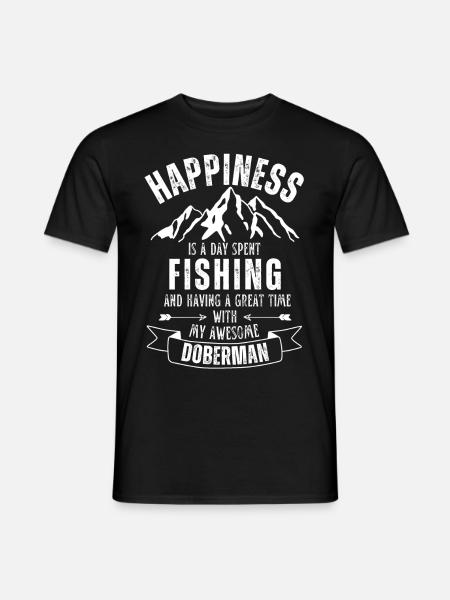 Pêche et doberman - T-shirt homme - noir