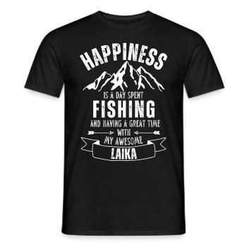 Fishing and Laika - Men's T-Shirt - black - Front - AI Model Male 178 light (178cm)