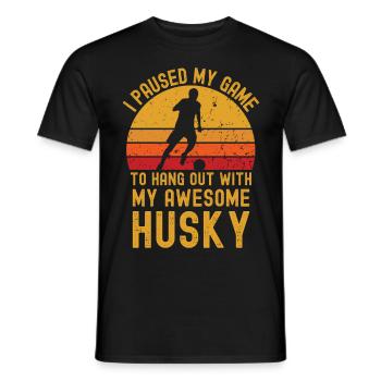 Fußball und Husky - Männer T-Shirt - Schwarz - Vorne - AI Model Male 178 light (178cm)