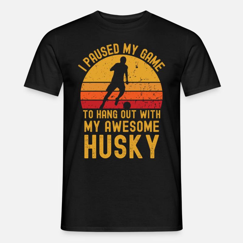 Fußball und Husky - Männer T-Shirt - Schwarz