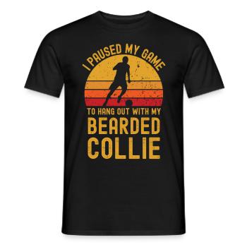 Football et Bearded Collie - T-shirt homme - noir - Devant - AI Model Male 178 light (178cm)