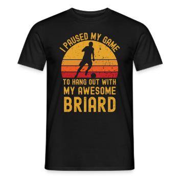 Football and Briard - Men's T-Shirt - black - Front - AI Model Male 178 light (178cm)