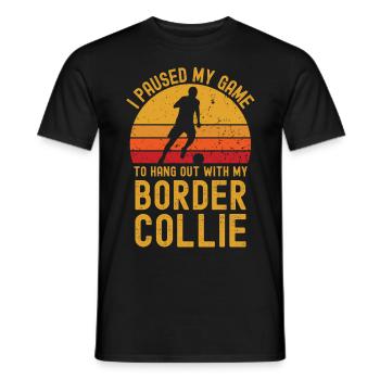 Football and Border Collie - Men's T-Shirt - black - Front - AI Model Male 178 light (178cm)