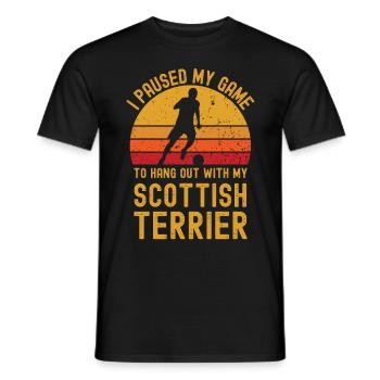 Football and Scottish-Terrier - Men's T-Shirt - black - Front - AI Model Male 178 light (178cm)