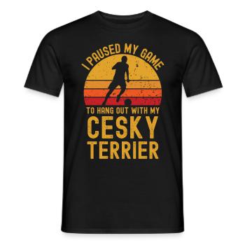 Fußball und Cesky-Terrier - Männer T-Shirt - Schwarz - Vorne - AI Model Male 178 light (178cm)