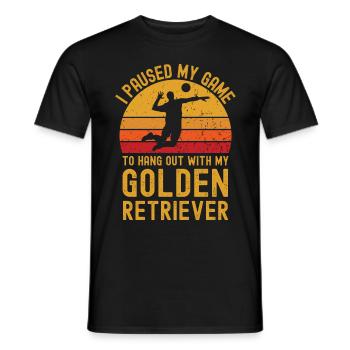 Volleyball and Golden Retrievers - Men's T-Shirt - black - Front - AI Model Male 178 light (178cm)