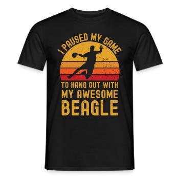 Handball et Beagle - T-shirt homme - noir - Devant - AI Model Male 178 light (178cm)