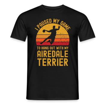 Handball und Airedale-Terrier - Männer T-Shirt - Schwarz - Vorne - AI Model Male 178 light (178cm)