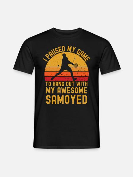Tennis and Samoyed - Men's T-Shirt - black