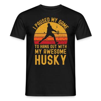 Tennis and Husky - Men's T-Shirt - black - Front - AI Model Male 178 light (178cm)