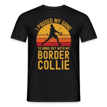 Tennis and Border Collie - Men's T-Shirt - black - Front - AI Model Male 178 light (178cm)