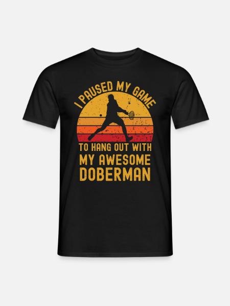Tennis and Doberman - Men's T-Shirt - black