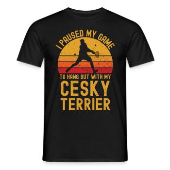 Tennis und Cesky-Terrier - Männer T-Shirt - Schwarz - Vorne - AI Model Male 178 light (178cm)