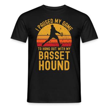Tennis and Basset-Hound - Men's T-Shirt - black - Front - AI Model Male 178 light (178cm)