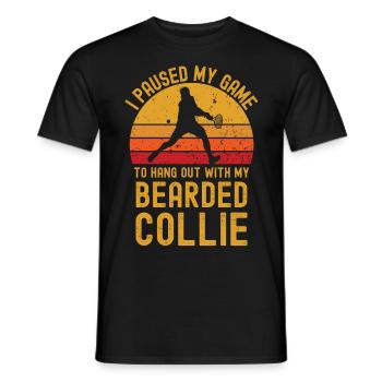 Tennis et Bearded Collie - T-shirt homme - noir - Devant - AI Model Male 178 light (178cm)