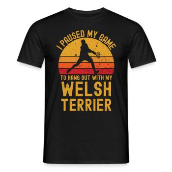 Tennis and Welsh Terriers - Men's T-Shirt - black - Front - AI Model Male 178 light (178cm)