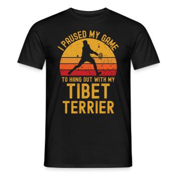 Tennis et terriers tibétains - T-shirt homme - noir - Devant - AI Model Male 178 light (178cm)