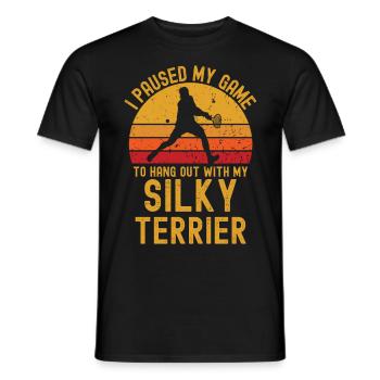 Tennis et Silky-Terrier - T-shirt homme - noir - Devant - AI Model Male 178 light (178cm)