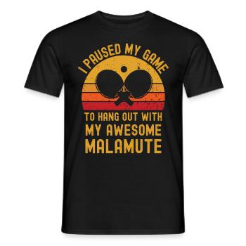 Tennis de table et malamute - T-shirt homme - noir - Devant - AI Model Male 178 light (178cm)