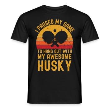 Tischtennis und Husky - Männer T-Shirt - Schwarz - Vorne - AI Model Male 178 light (178cm)