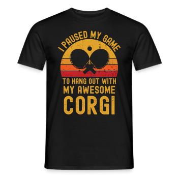 Tennis de table et corgi - T-shirt homme - noir - Devant - AI Model Male 178 light (178cm)
