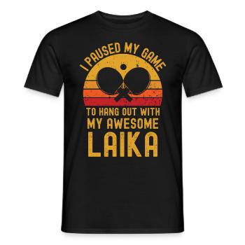 Table tennis and Laika - Men's T-Shirt - black - Front - AI Model Male 178 light (178cm)